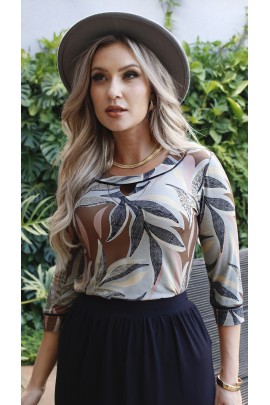 044992 Blusa Ramany Manga 3/4 Estampada